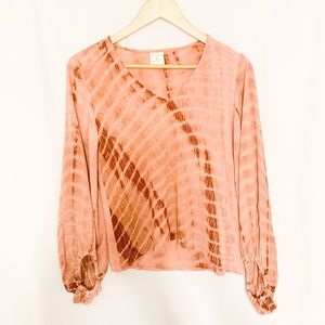 By Together Dusty Pink Boho V-neck Bell Sleeve Top